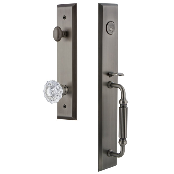 Fifth Avenue F Grip Single Cylinder Handleset with Versailles Interior Knob by Grandeur