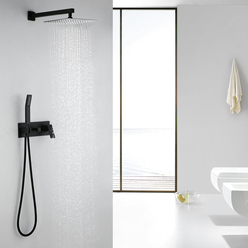 Watqen Wall Mounted Bathroom Rain Shower System Temperature