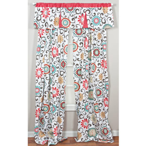 Pom Pom Play Nature/Floral Sheer Rod Pocket Single Curtain Panel