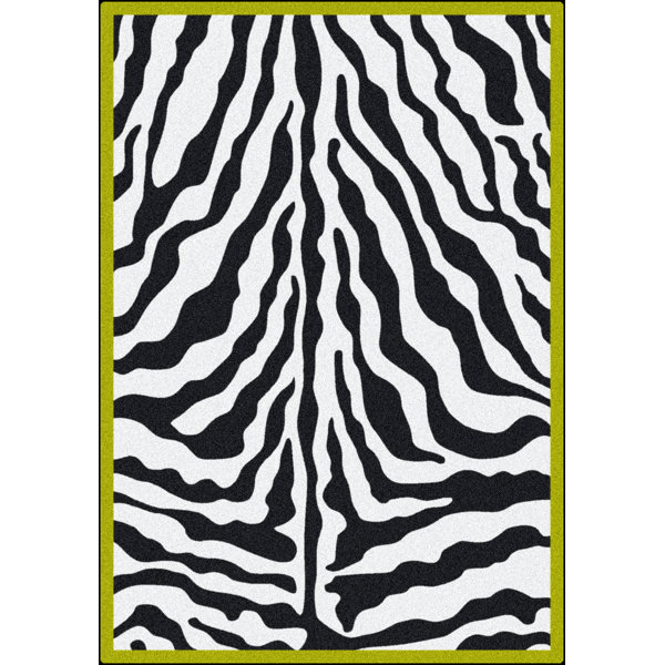 Zebra Glam Citrus Black/White Area Rug by Milliken