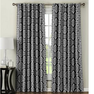 Asddison Damask Sheer Rod Pocket Curtain Panels (Set of 2)