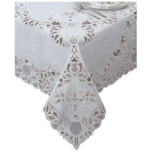 Fenn Crochet Vinyl Lace Rectangle Tablecloth