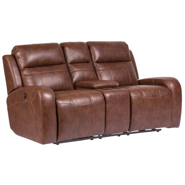 Peres Leather Home Theater Loveseat By Loon Peak