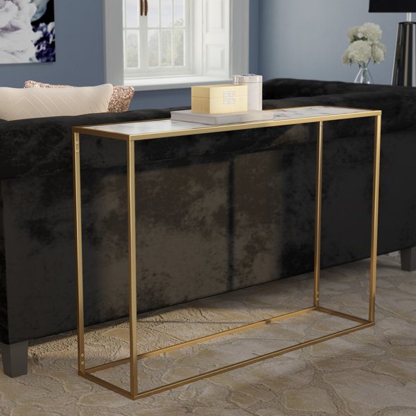 Theydon Faux Marble Console Table by Willa Arlo In