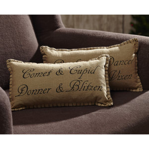Prancer 100% Cotton Lumbar Pillow (Set of 2)