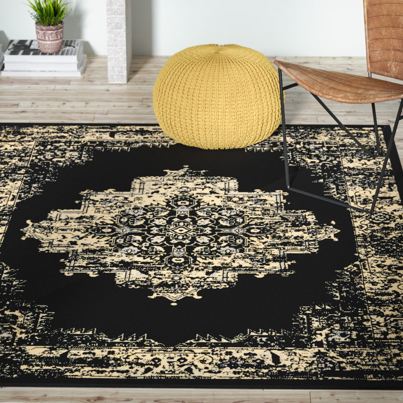 Charlton Home Susan Black Cream Rug Reviews Wayfair Charlton Home Susan Black Cream Rug