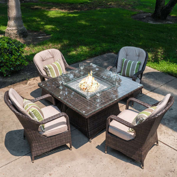 Patio Dining Set With Fire Pit