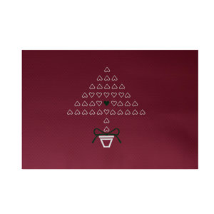 Hearty Holidays Decorative Holiday Print Cranberry Burgundy Indoor/Outdoor Area Rug