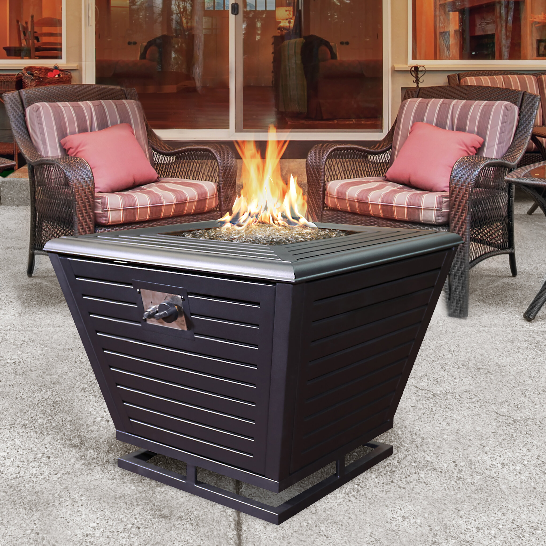 Sunbeam Pyramid Steel Propane Natural Gas Fire Pit Table Wayfair