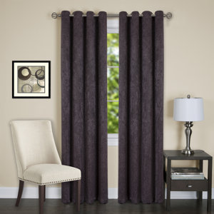 Jensen Damask Semi-Sheer Thermal Grommet Single Curtain Panel