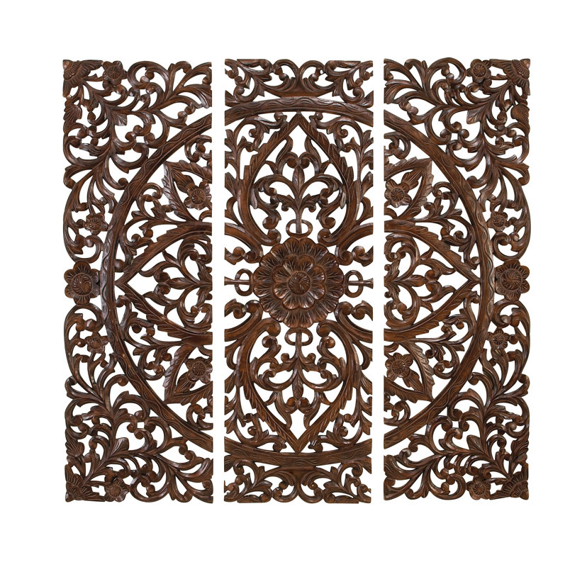 Wood Carved Wall Decor abchomecollection 3 piece wooden carved wall décor | wayfair Wood Carved Wall Decor abchomecollection 3 piece wooden carved wall décor | wayfair