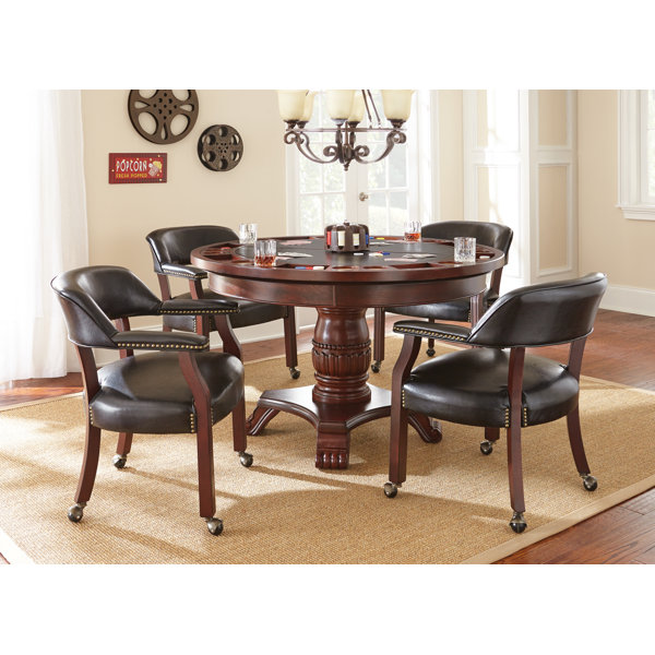 leather game table chairs