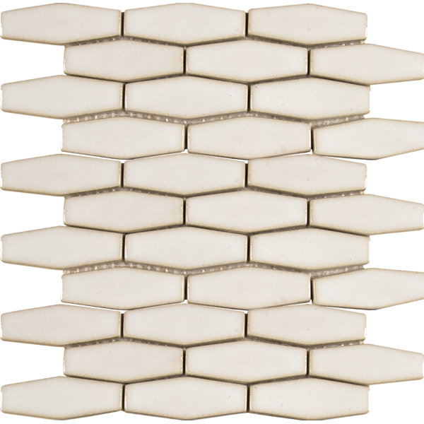 Elongated Hexagon 12 x 12 Ceramic Mosaic Tile in Antique White by MSI