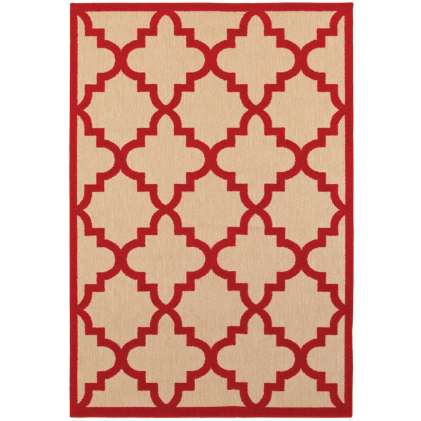 Winchcombe Sand/Cherry Red Outdoor Area Rug by Charlton Home
