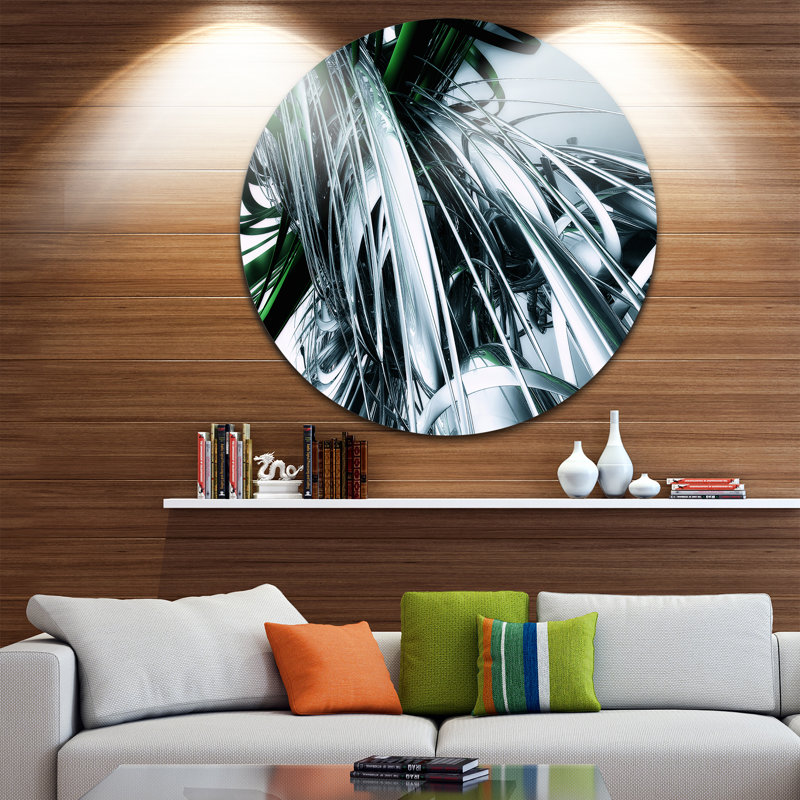 Designart 3d Abstract Art Green Black Graphic Art Print On Metal