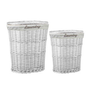 White Wicker Rattan Hampers Baskets You Ll Love Wayfair Quickview