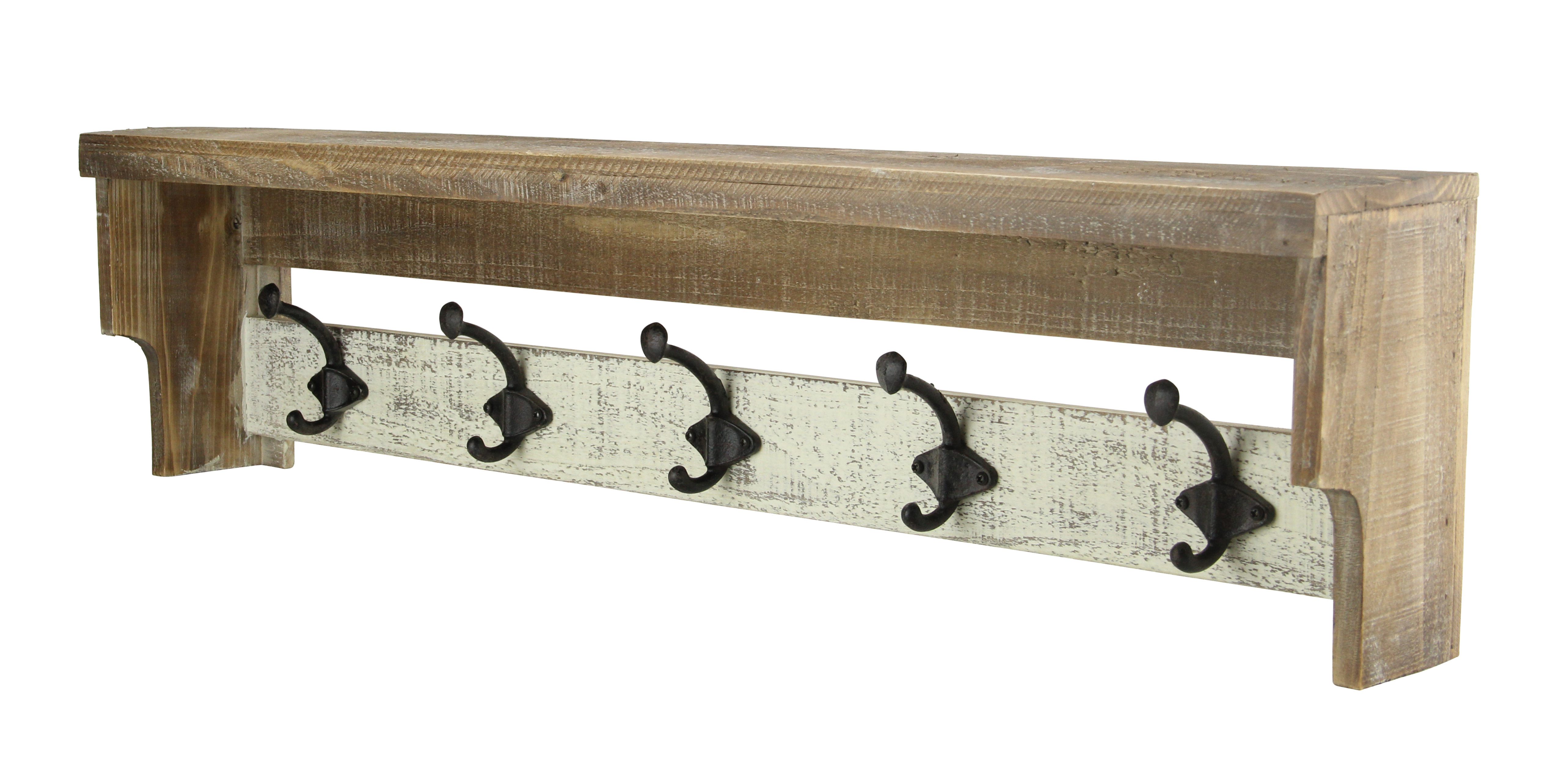 rustic coat rack wall mounted shelf with hooks & baskets