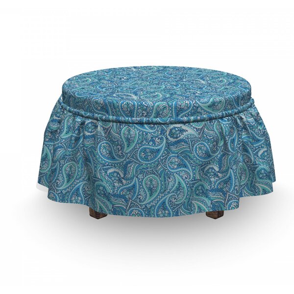 Tones Oriental Floral Ottoman Slipcover (Set Of 2) By East Urban Home