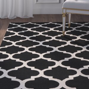 Frank Hand-Hooked Black Area Rug