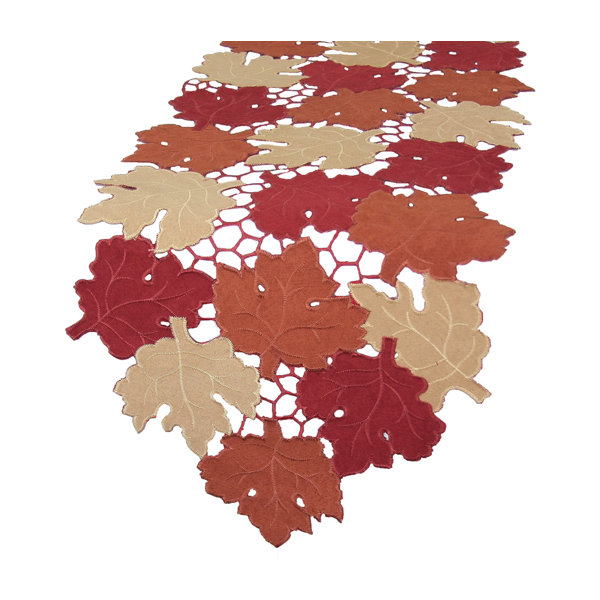 Cutwork Leaves with Poly-Suede Table Runner by Xia Home Fashions