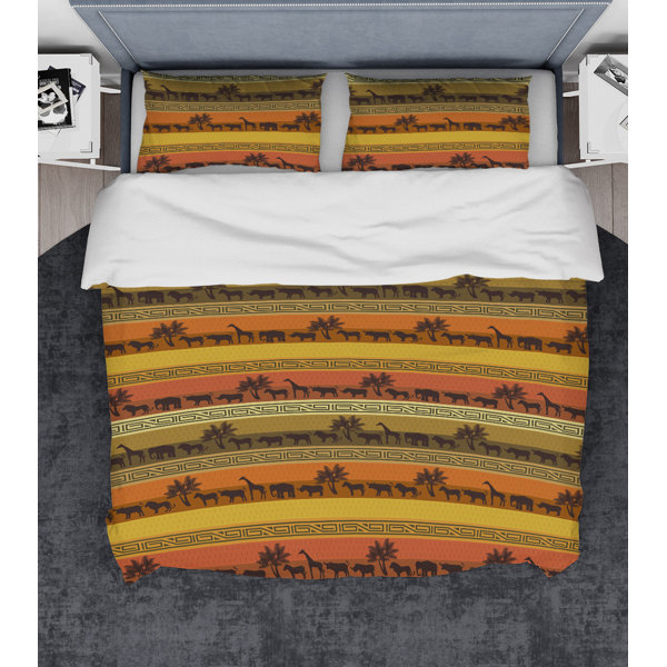 East Urban Home Designart African Wildlife With Ethnic Duvet Cover Set Wayfair