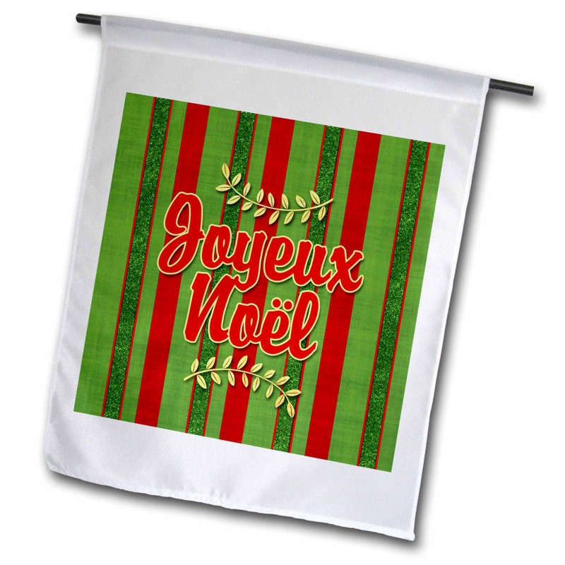 3drose French Joyeux Noel Christmas In And Festive Stripes Polyester Garden Flag
