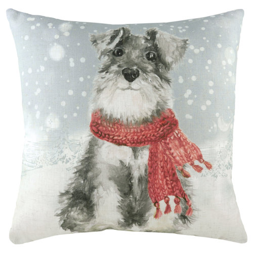 Snowy Dog with Scarf Cushion with Filling Evans Lichfield Fill Material: Polyester