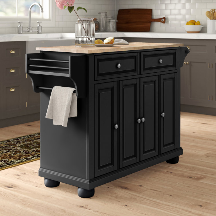 Monty 51.5'' Wide Rolling Kitchen Island with Solid Wood Top