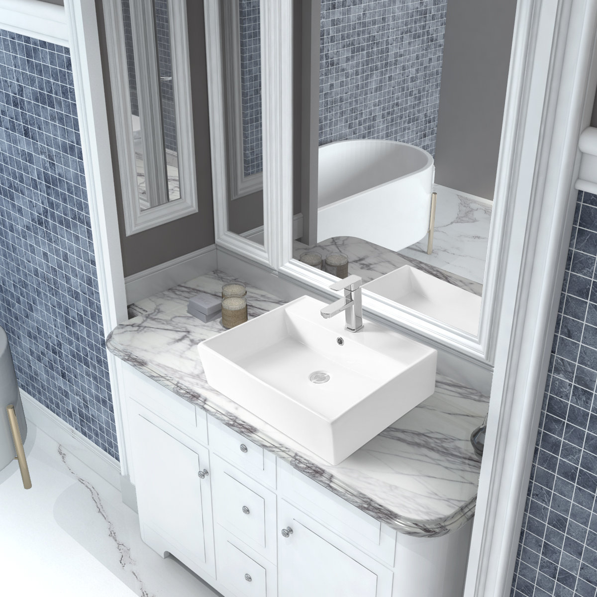 Sinber 23x17 Rectangle Ceramic Bathroom Vanity Vessel Sink Above Counter Basin Reviews Wayfairca