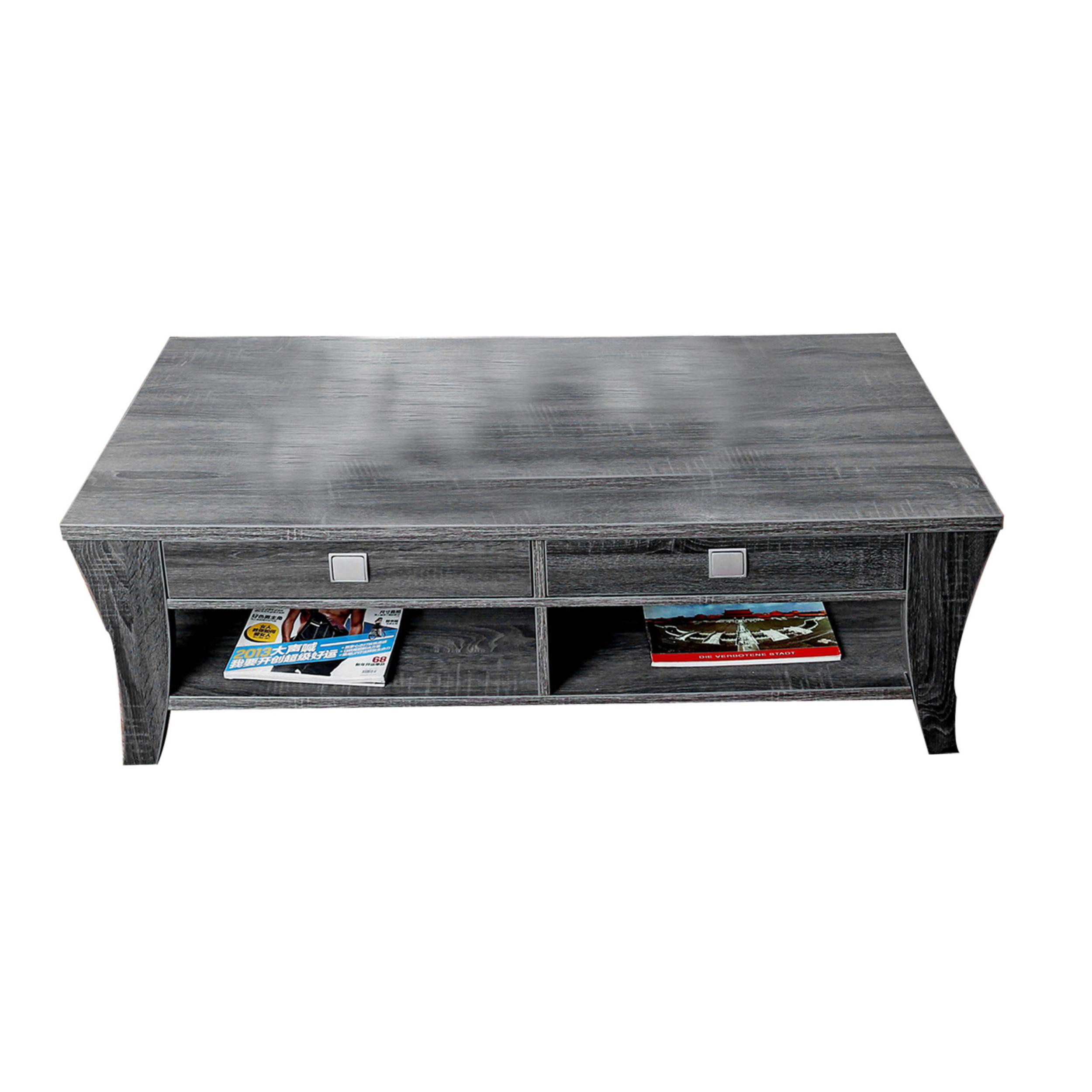 Gracie Oaks Low Rise Coffee Table With Drawers And Bottom Shelves