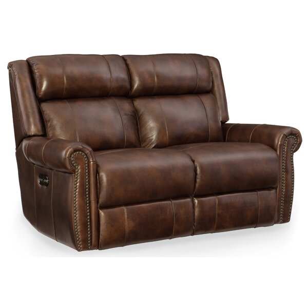 Esme Leather Power Motion Loveseat With Power Headrest By Hooker Furniture