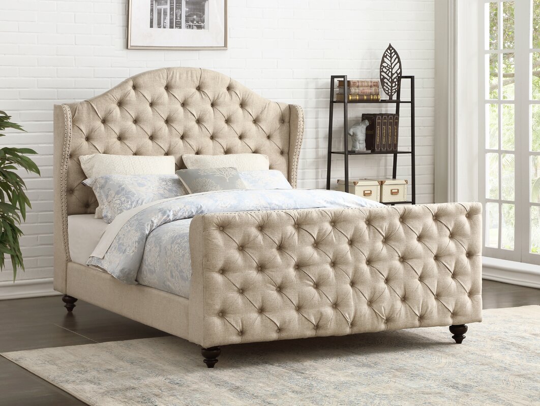 Darby Home Co Tammera Button Tufted Upholstered Panel Bed