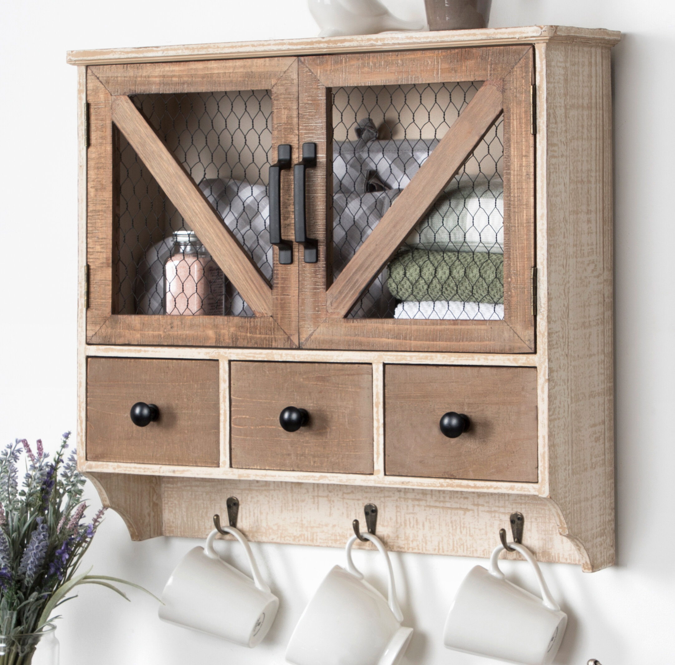 Gracie Oaks Zofia Farmhouse Wooden Wall Cabinet Reviews Wayfair