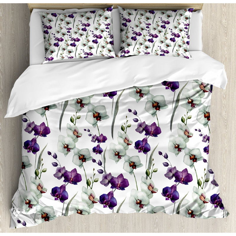 East Urban Home Watercolor Flower Duvet Cover Set Wayfair East Urban Home Watercolor Flower Duvet