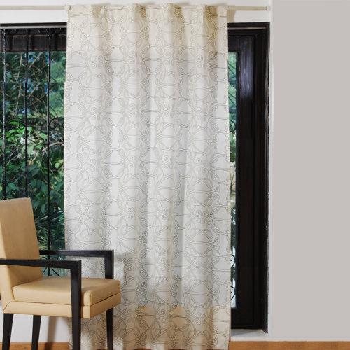 Textrade Moroccan Damask Semi Sheer Rod Pocket Single Curtain