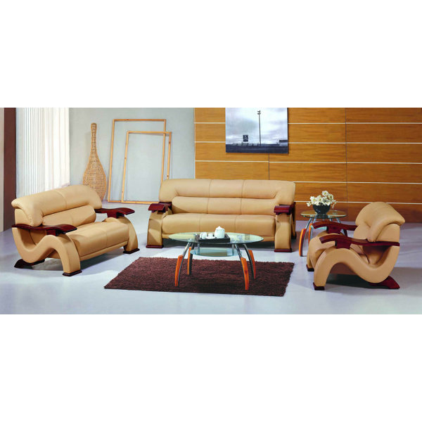 Chrysocolla Leather 3 Piece Living Room Set by Hokku Designs