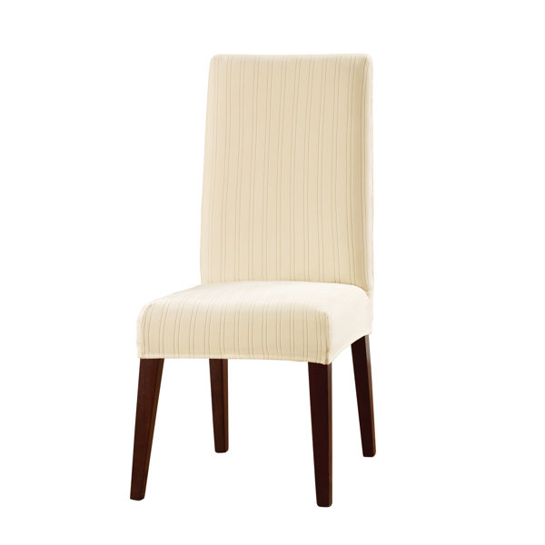 Stretch Pinstripe Dining Chair Slipcover by Sure F