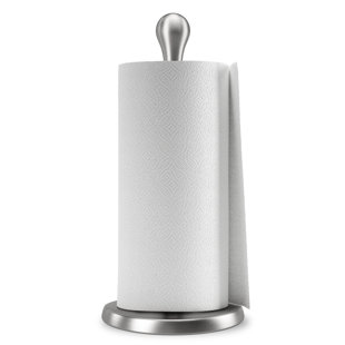 Umbra Tug Modern Stand Up Paper Towel Holder Easy One Handed Tear Kitchen Paper Towel Dispenser With Weighted Base For Standard Paper Towel Rolls