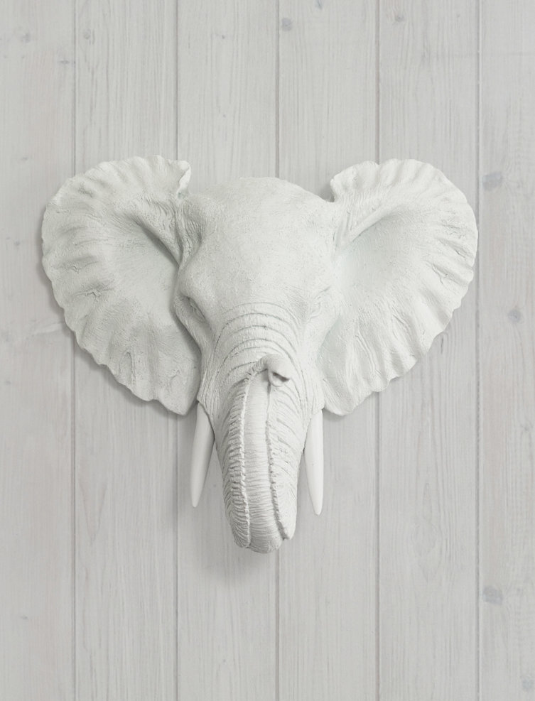 World Menagerie Faux Taxidermy Mini Elephant Head Wall Décor Faux Taxidermy Mini Elephant Head Wall