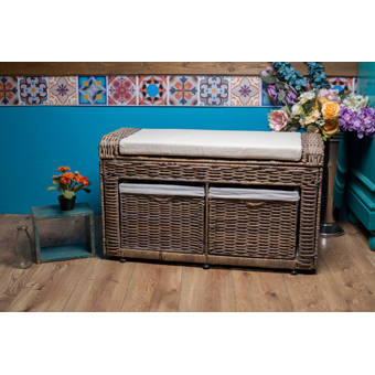 Highland Dunes Hall Wicker Storage Bench Wayfair