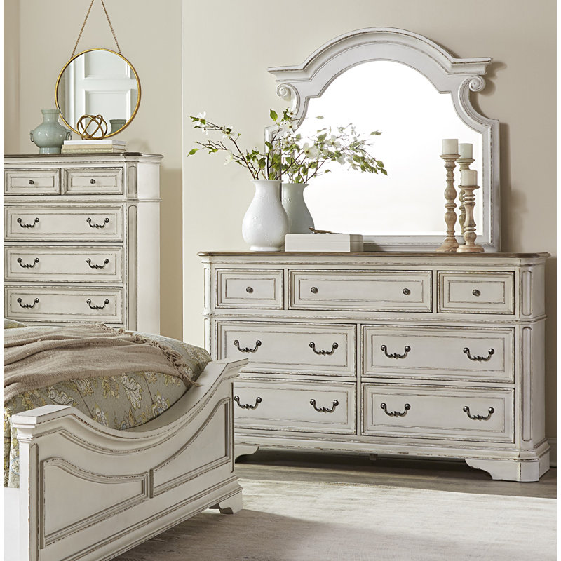 Lark Manor Castleford 7 Drawer Dresser With Mirror Reviews Wayfair Lark Manor Castleford 7 Drawer Dresser