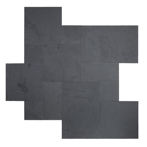 Montauk Gauged 16 x 24 Natural Stone Field Tile in Black by MSI
