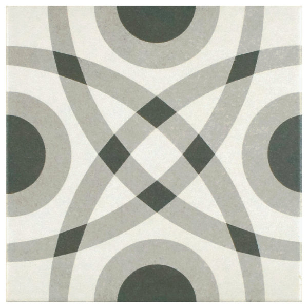 Forties 7.75 x 7.75 Ceramic Field Tile in Circle Gray/White by EliteTile