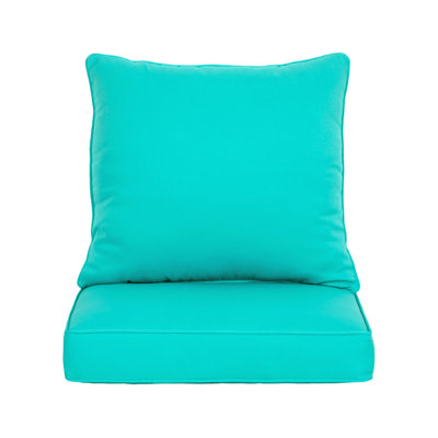 Outdoor BackSeat Cushions Deep Seat Patio Cushions  For All Weather ARTPLAN Fabric Lake Blue