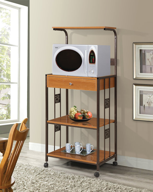 Hazelwood Home Microwave Cart with Wood Top I & Reviews Wayfair