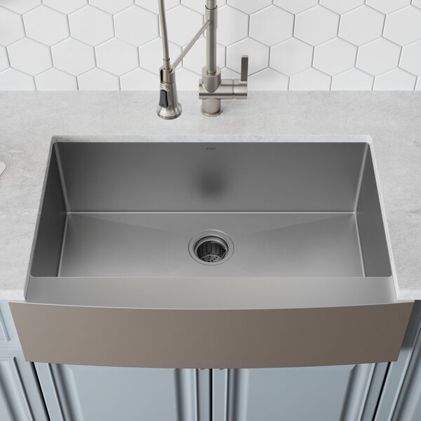 30 L x 21 W Farmhouse Kitchen Sink with Drain Assembly by Kraus