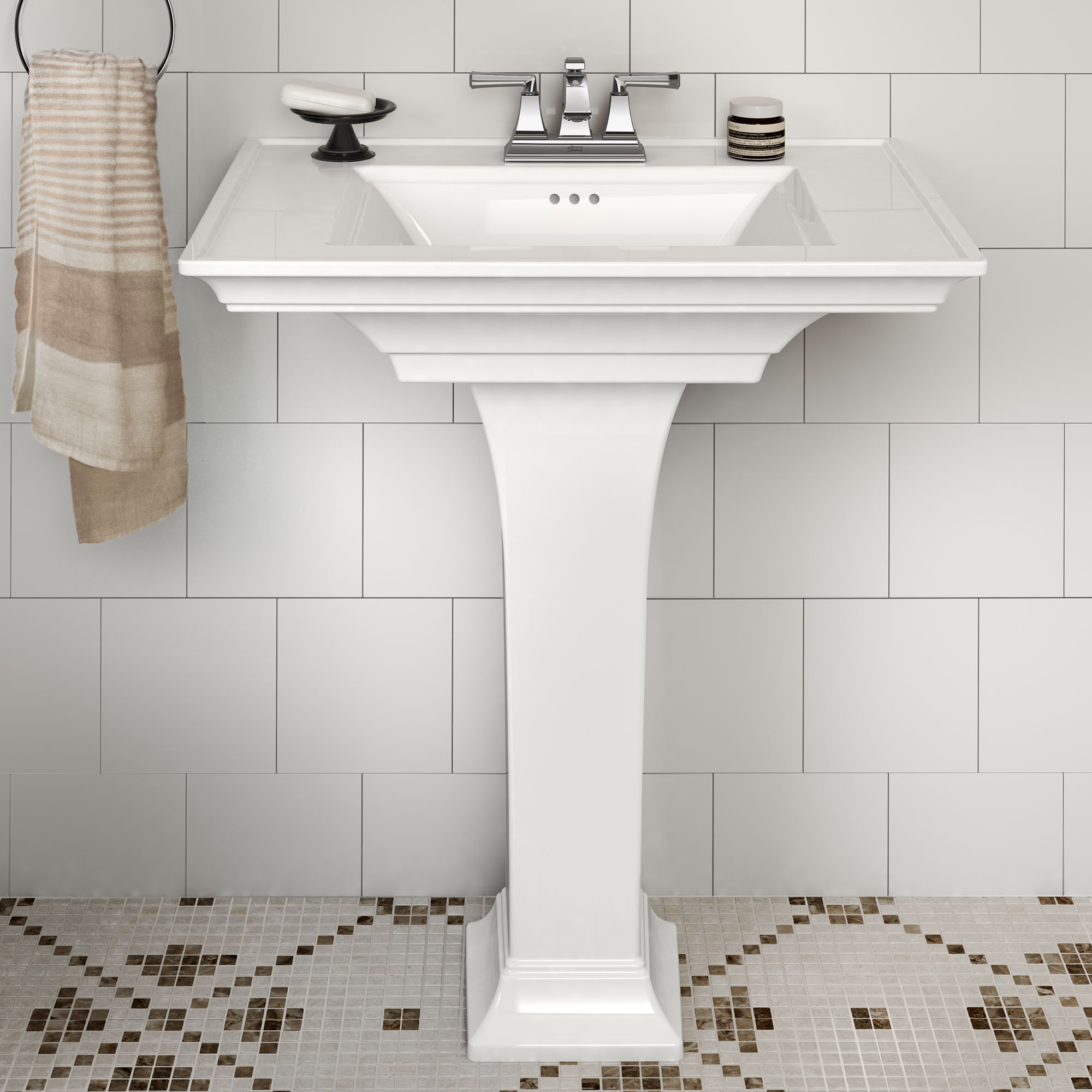 American Standard Town White Ceramic Rectangular Pedestal Bathroom American Standard Town White Ceramic