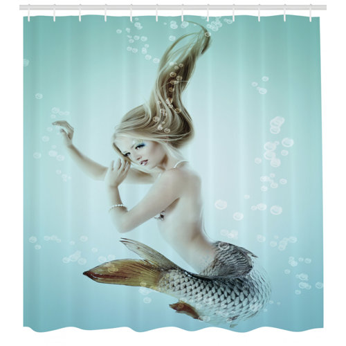 East Urban Home Mermaid Shower Curtain Set Hooks Wayfair