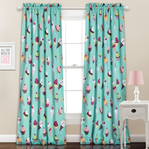 Millicent Graphic Print and Text Blackout Rod Pocket Curtain Panels (Set of 2)