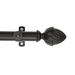 Modern Acorn Single Curtain Rod and Hardware Set